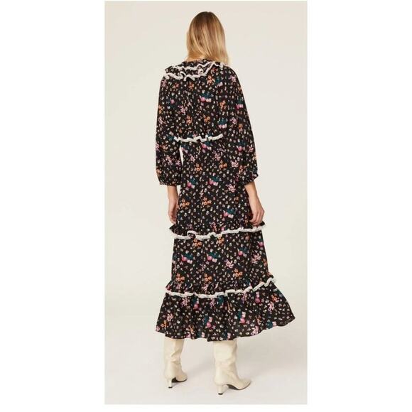 sz 40 black Hofmann copenhagen Bea floral ruffle dress  Victorian Vtg look - Picture 2 of 8